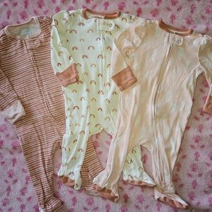 Cloud Island 3-6m Bundle of 3 footies pajamas 2 way zippers NWOT